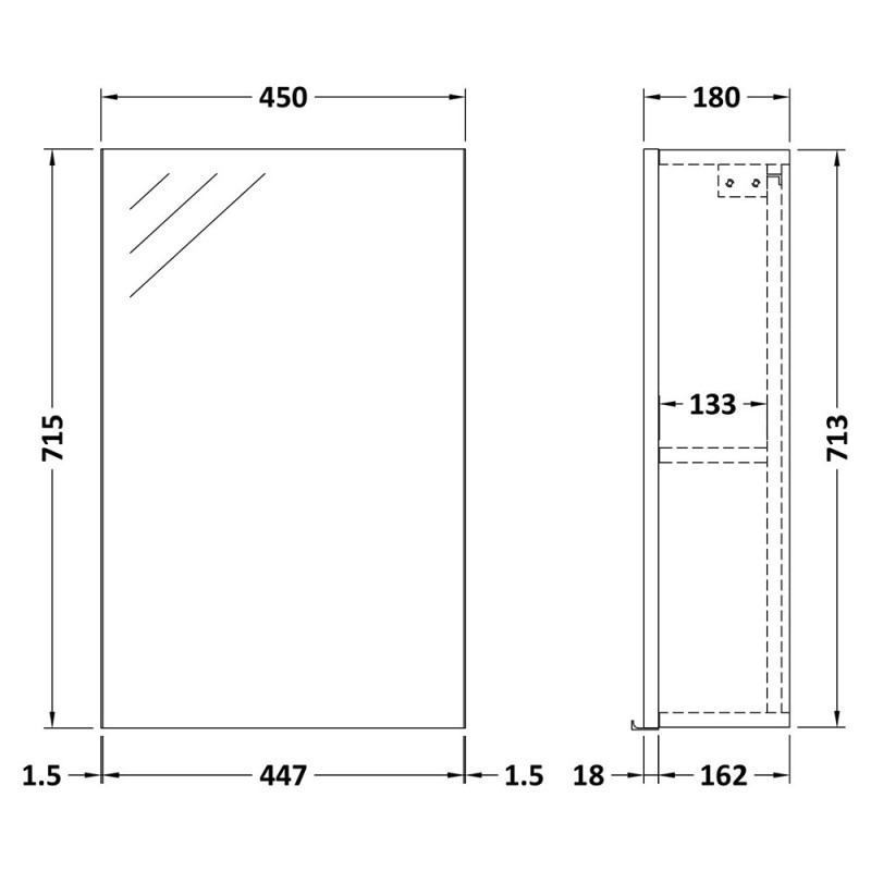 Fusion 450mm Mirror Cabinet