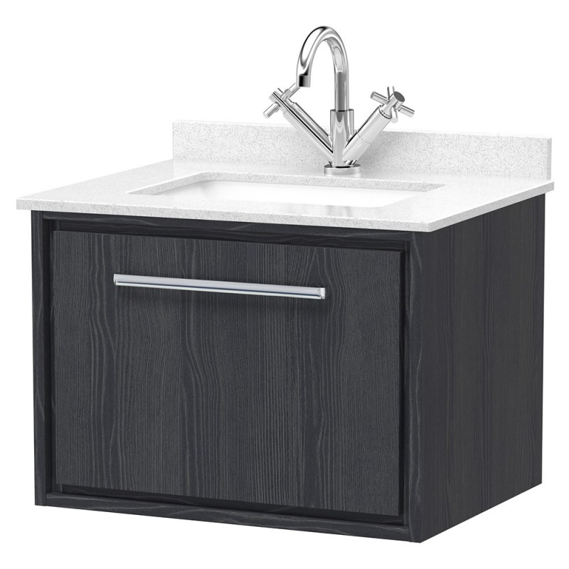 Lille 600mm Wall Hung Single Drawer Vanity Units With Marble Tops