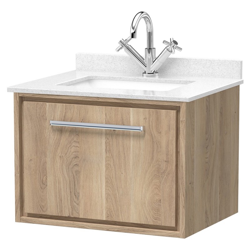 Lille 600mm Wall Hung Single Drawer Vanity Units With Marble Tops