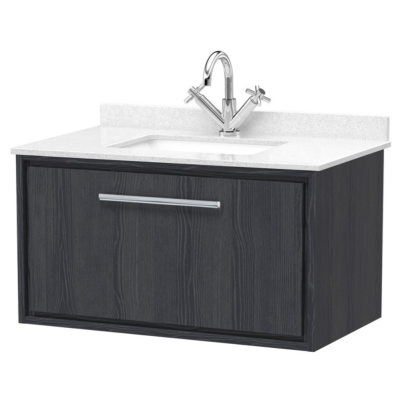 Lille 800mm Wall Hung Single Drawer Vanity Units With Marble Tops