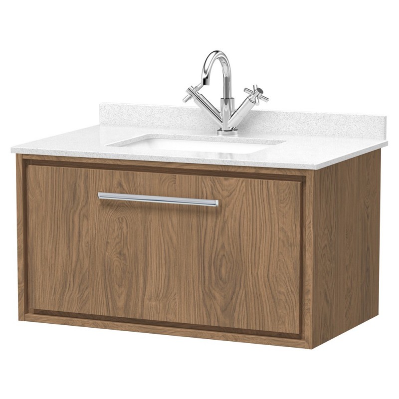 Lille 800mm Wall Hung Single Drawer Vanity Units With Marble Tops