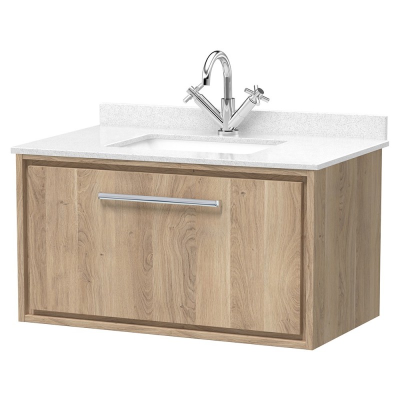 Lille 800mm Wall Hung Single Drawer Vanity Units With Marble Tops