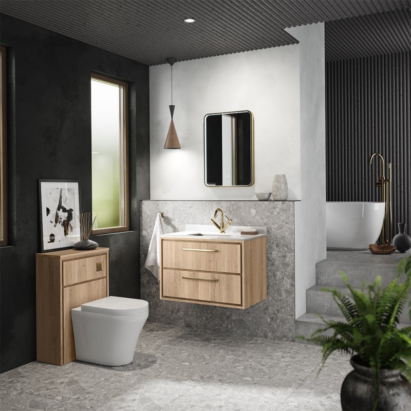 Lille 800mm Wall Hung Double Drawer Vanity Units With Marble Tops