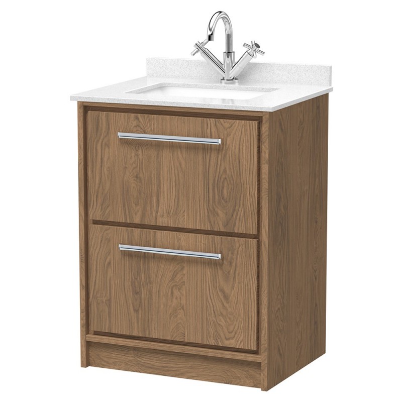 Lille 600mm Freestanding Double Drawer Vanity Units With Marble Tops