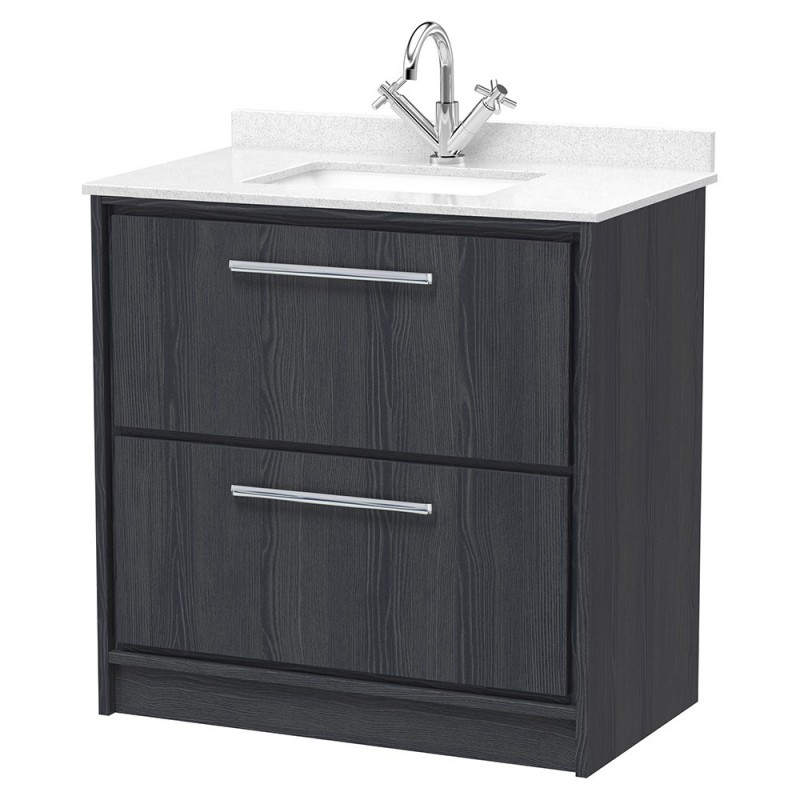 Lille 800mm Freestanding Double Drawer Vanity Units With Marble Tops