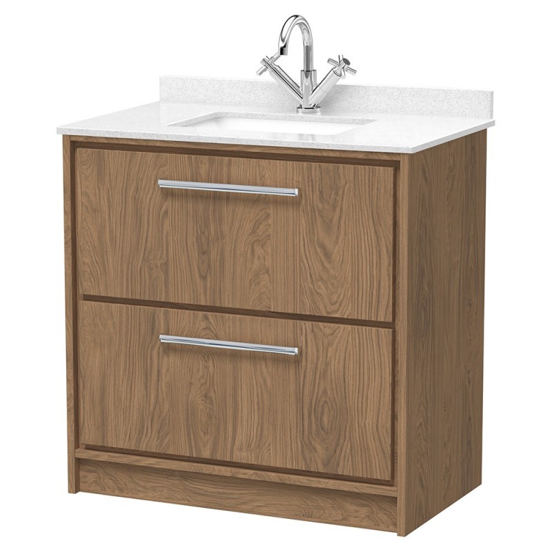 Lille 800mm Freestanding Double Drawer Vanity Units With Marble Tops