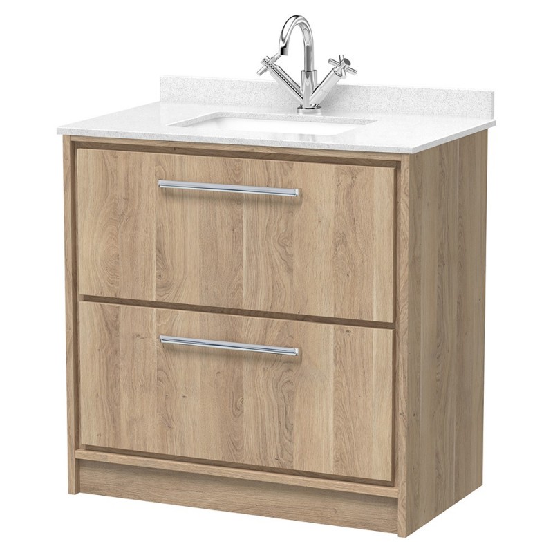 Lille 800mm Freestanding Double Drawer Vanity Units With Marble Tops