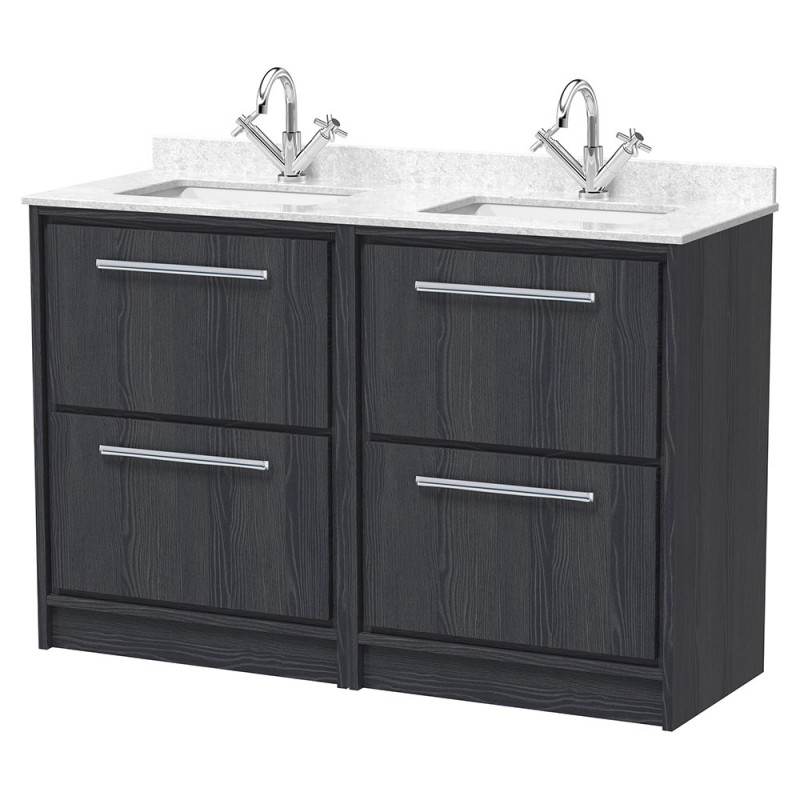 Lille 1200mm Freestanding Four Drawer Vanity Units With Marble Tops