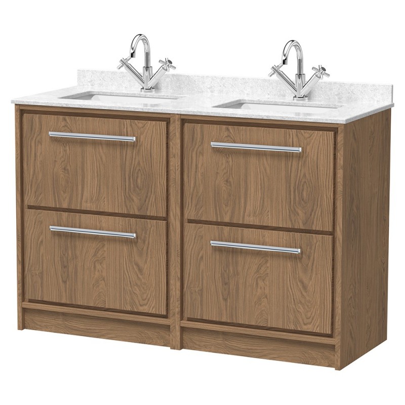 Lille 1200mm Freestanding Four Drawer Vanity Units With Marble Tops