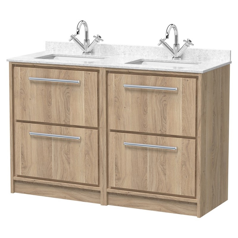 Lille 1200mm Freestanding Four Drawer Vanity Units With Marble Tops