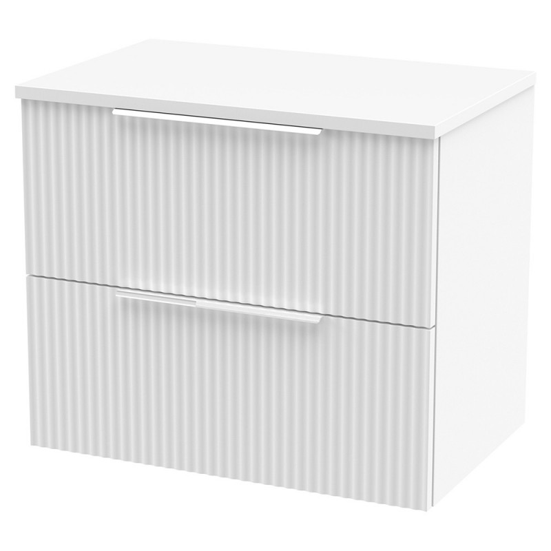 Fluted 600mm Wall Hung Double Drawer Worktop Vanity Units