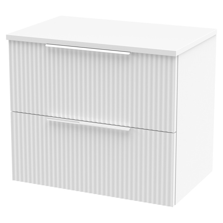 Fluted 600mm Wall Hung Double Drawer Worktop Vanity Units