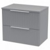 Fluted 600mm Wall Hung Double Drawer Worktop Vanity Units