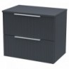 Fluted 600mm Wall Hung Double Drawer Worktop Vanity Units