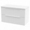 Fluted 800mm Wall Hung Double Drawer Worktop Vanity Units