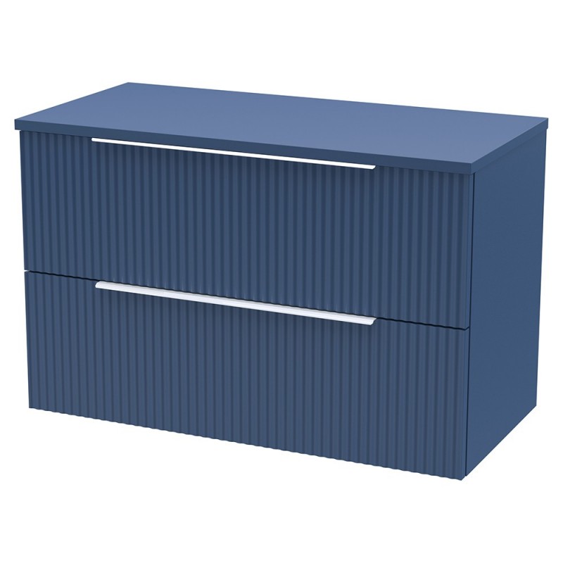 Fluted 800mm Wall Hung Double Drawer Worktop Vanity Units