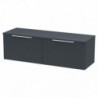 Fluted 1200mm Wall Hung Double Drawer Worktop Vanity Units