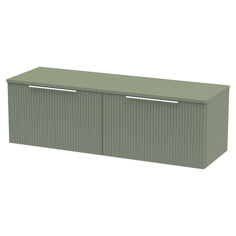 Fluted 1200mm Wall Hung Double Drawer Worktop Vanity Units