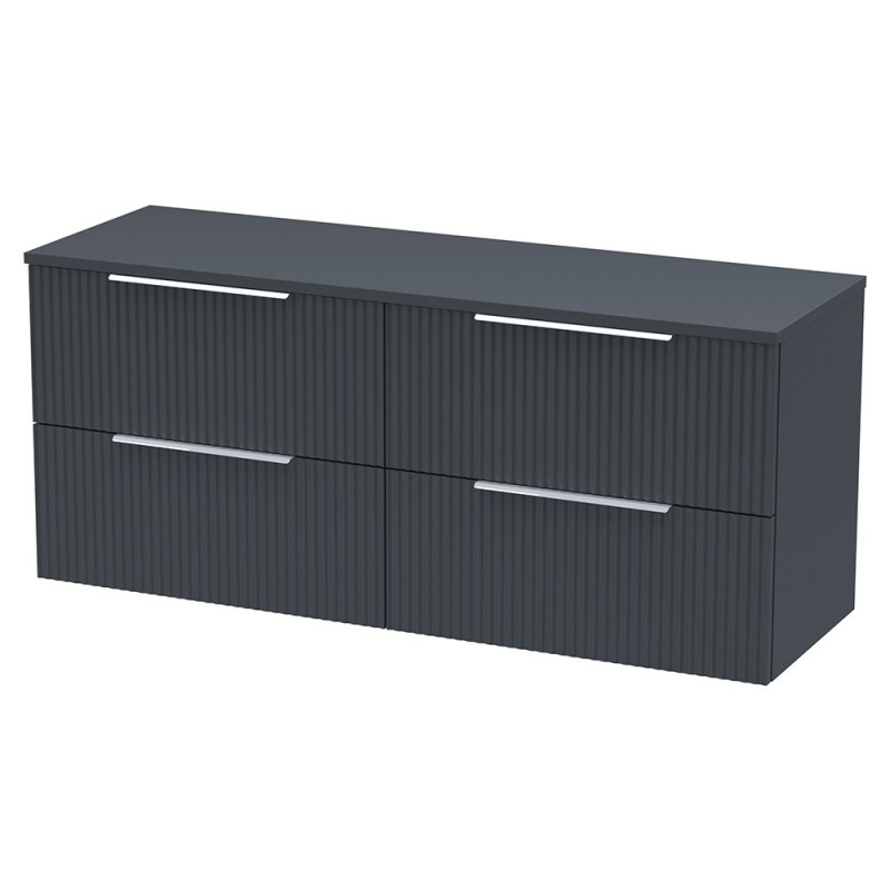 Fluted 1200mm Wall Hung Four Drawer Worktop Vanity Units