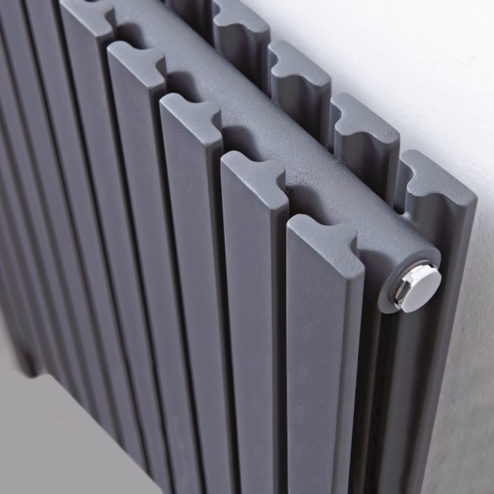 820mm(w) x 800mm(h)"Axim" Horizontal Anthracite Radiator - Close up