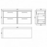 Juno 1200mm Wall Hung Double Drawer Worktop Vanity Units