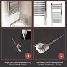 400mm (w) x 1400mm (h) Electric Straight Chrome Towel Rail (Single Heat or Thermostatic Option)