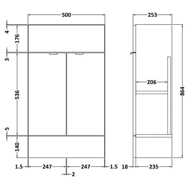 Fusion Fitted 500mm Slimline Freestanding Vanity Units