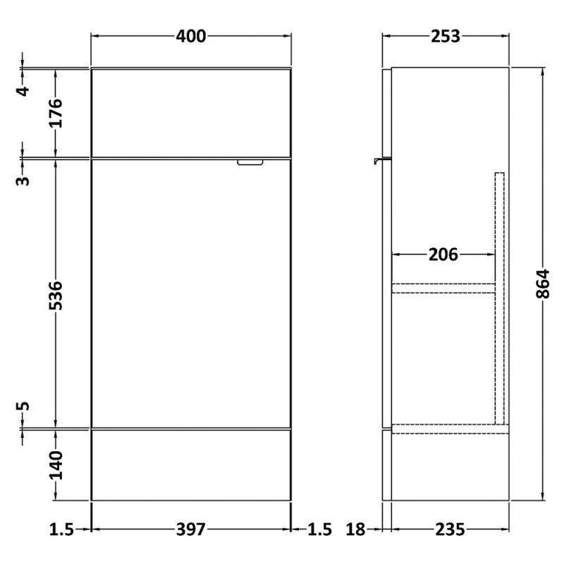 Fusion Fitted 400mm Slimline Freestanding Vanity Units