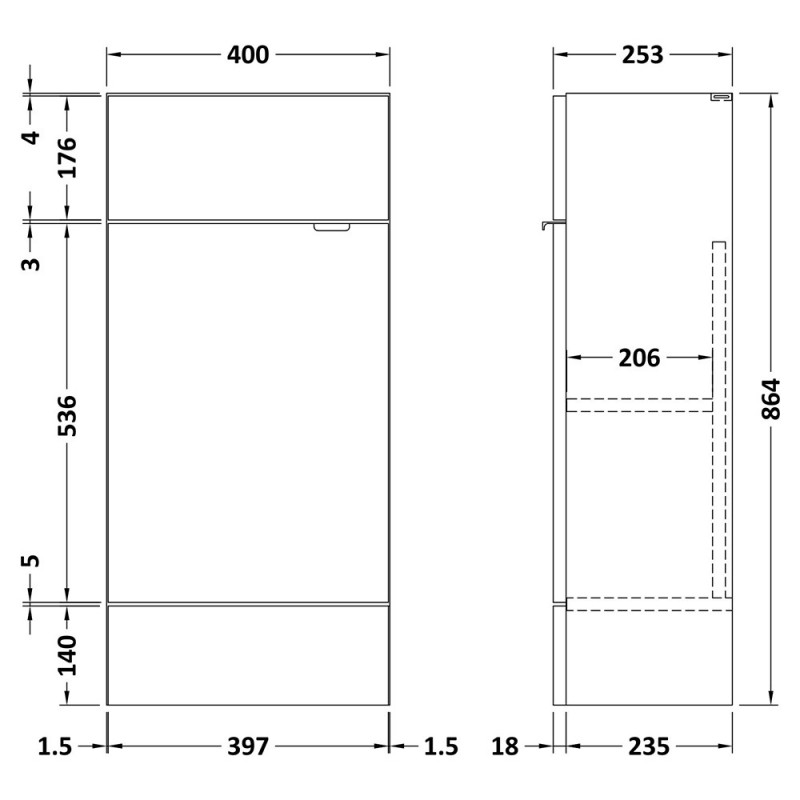 Fusion Fitted 400mm Slimline Freestanding Vanity Units