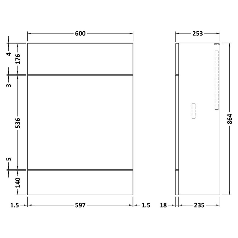 Fusion Fitted 600mm Slimline WC Units