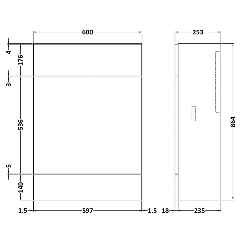 Fusion Fitted 600mm Slimline WC Units