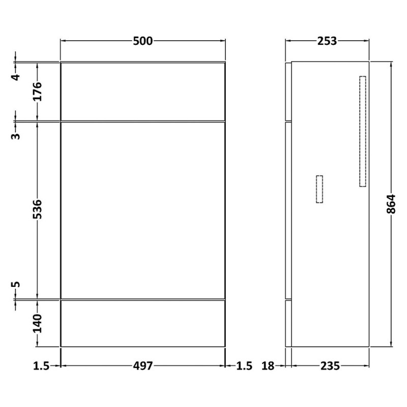 Fusion Fitted 500mm Slimline WC Units