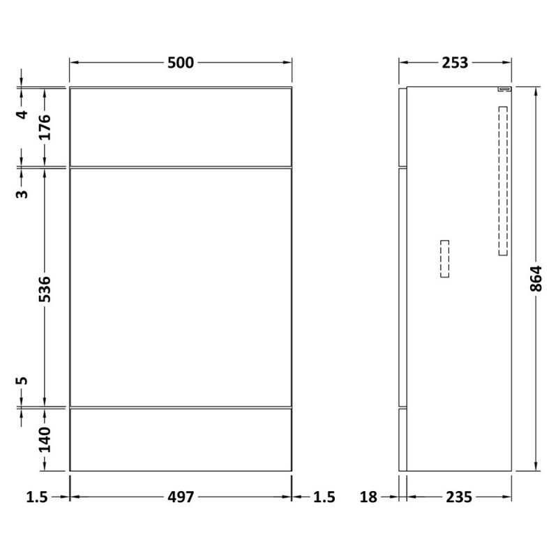 Fusion Fitted 500mm Slimline WC Units