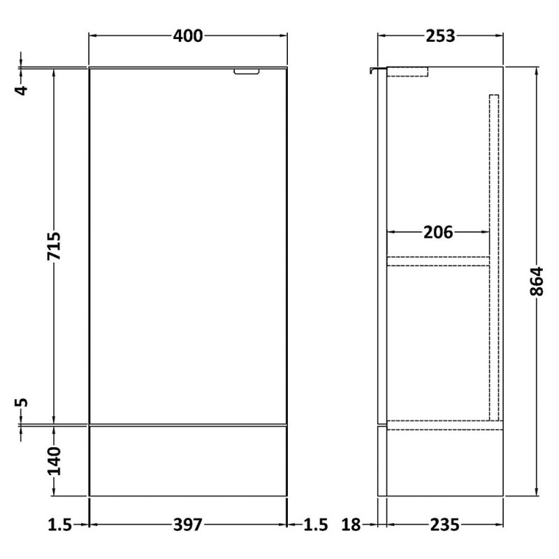 Fusion Fitted 400mm Slimline Freestanding Base Units