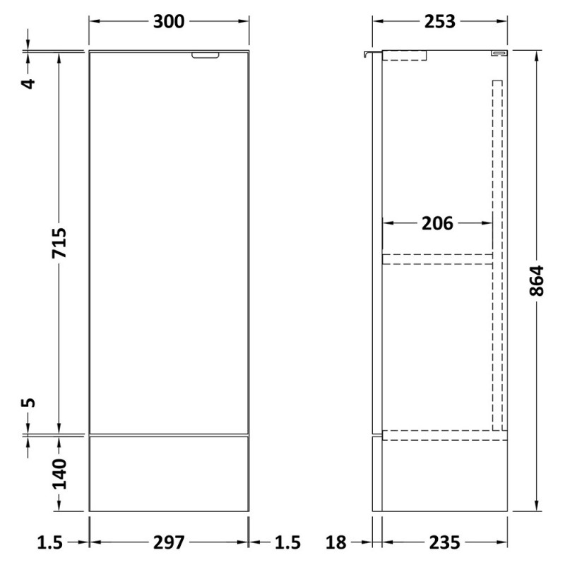 Fusion Fitted 300mm Slimline Freestanding Base Units