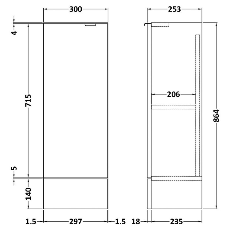 Fusion Fitted 300mm Slimline Freestanding Base Units