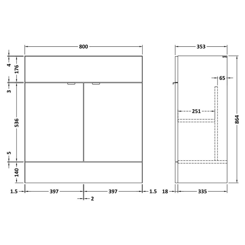 Fusion Fitted 800mm Full Depth Freestanding Vanity Units