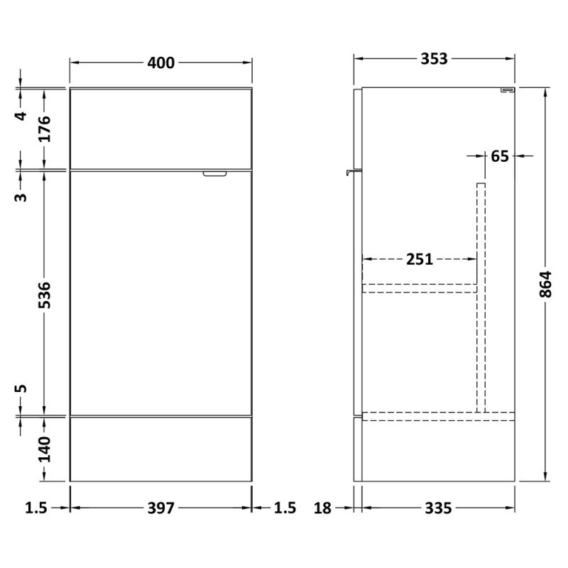 Fusion Fitted 400mm Full Depth Freestanding Vanity Units