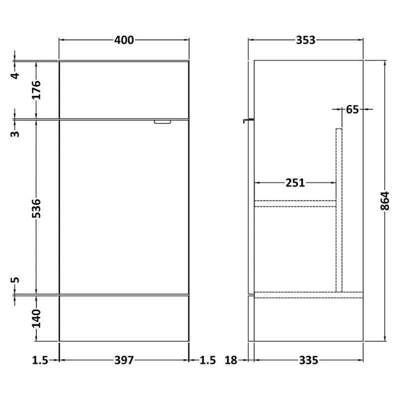 Fusion Fitted 400mm Full Depth Freestanding Vanity Units