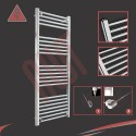 500mm (w) x 1200mm (h) Electric Straight Chrome Towel Rail (Single Heat or Thermostatic Option)