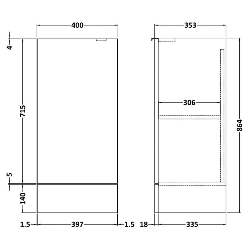 Fusion Fitted 400mm Full Depth Freestanding Base Units