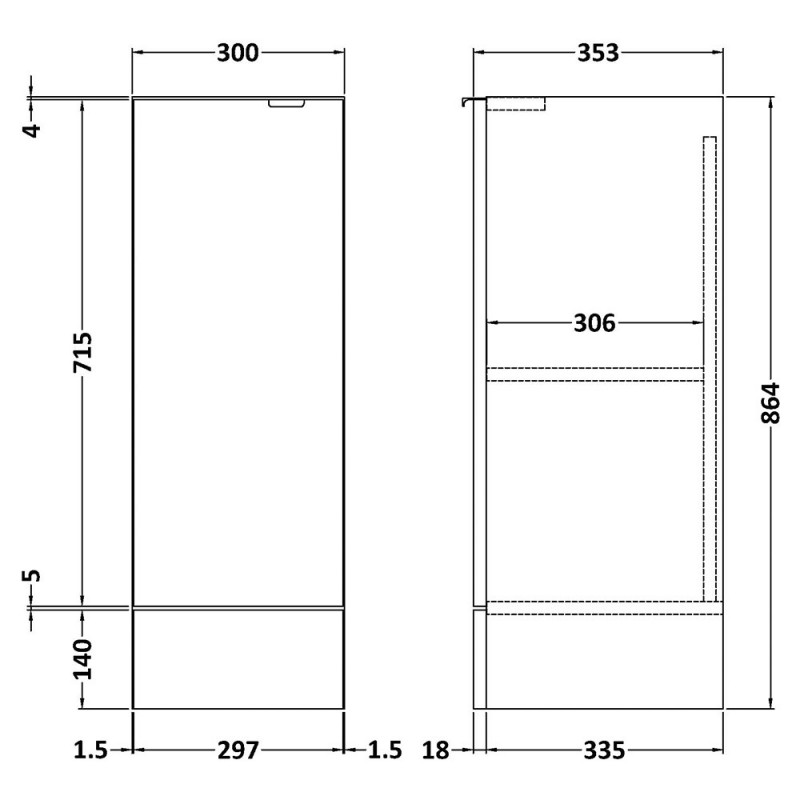 Fusion Fitted 300mm Full Depth Freestanding Base Units