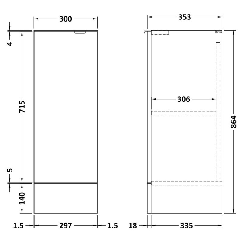 Fusion Fitted 300mm Full Depth Freestanding Base Units