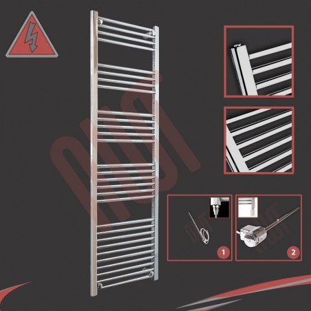 500mm (w) x 1600mm (h) Electric Straight Chrome Towel Rail (Single Heat or Thermostatic Option)