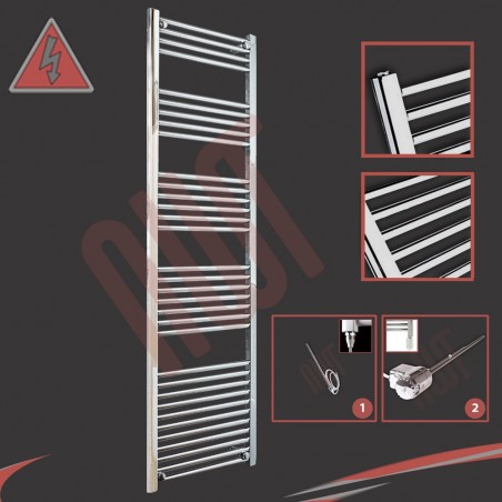 500mm (w) x 1800mm (h) Electric Straight Chrome Towel Rail (Single Heat or Thermostatic Option)
