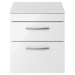 Athena 500mm Wall Hung Double Drawer Worktop Vanity Unit