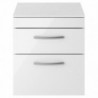 Athena 500mm Wall Hung Double Drawer Worktop Vanity Unit