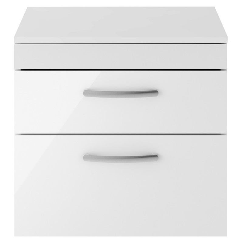 Athena 600mm Wall Hung Double Drawer Worktop Vanity Unit