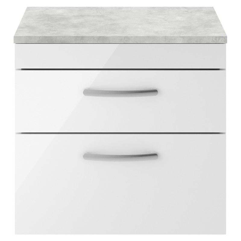 Athena 600mm Wall Hung Double Drawer Worktop Vanity Unit