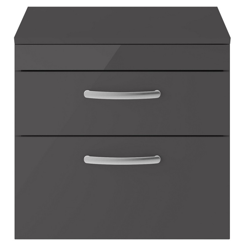 Athena 600mm Wall Hung Double Drawer Worktop Vanity Unit